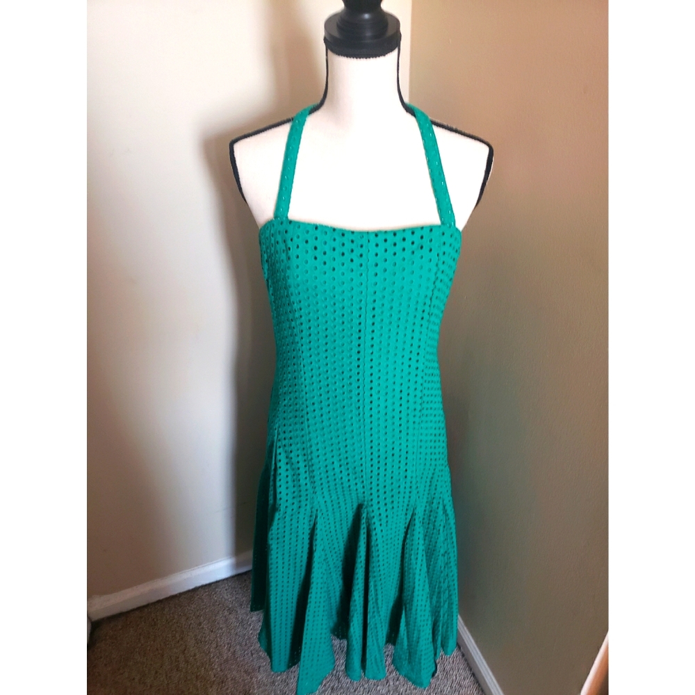 Maeve Green Strap Polka-dot Dress